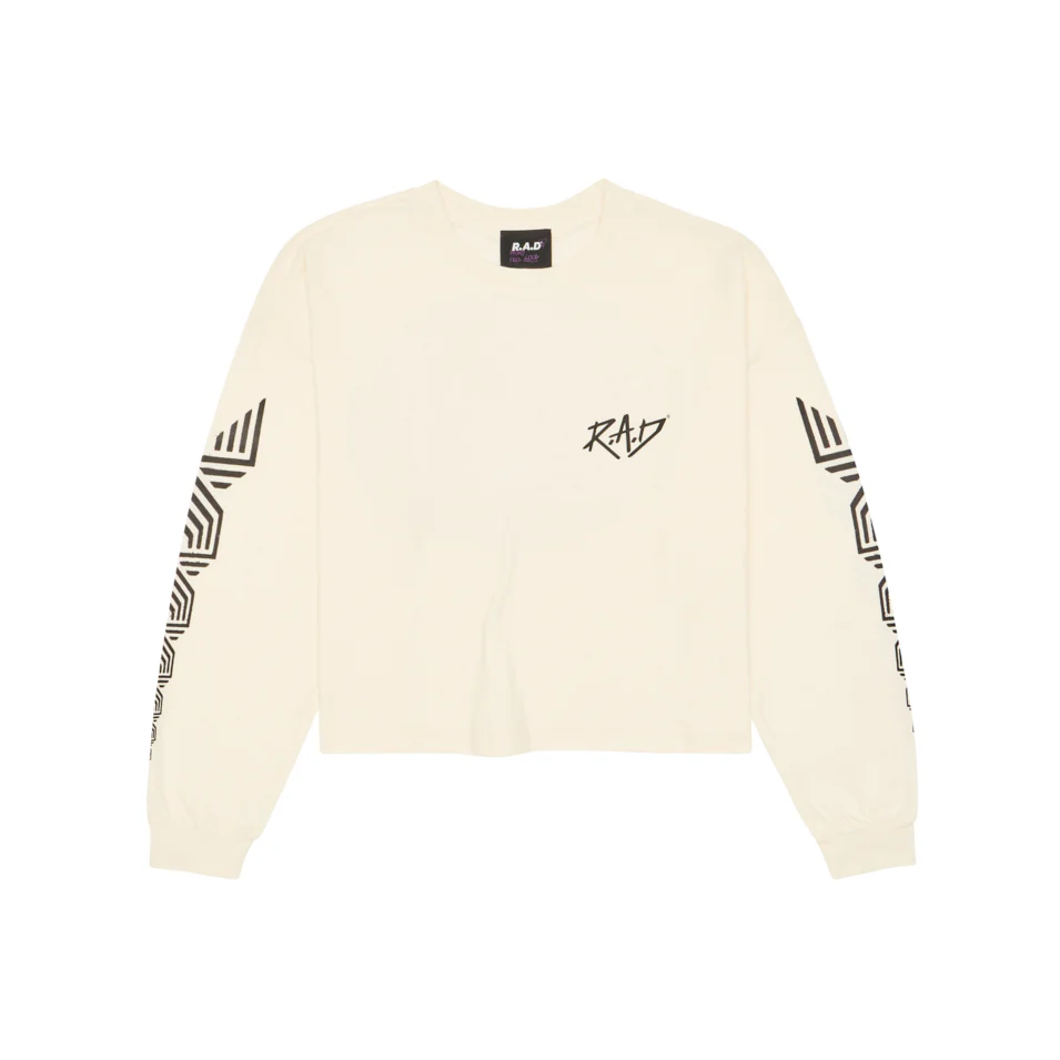 LONG SLEEVE GLOBE CROP TEE OFF WHITE - Image 2